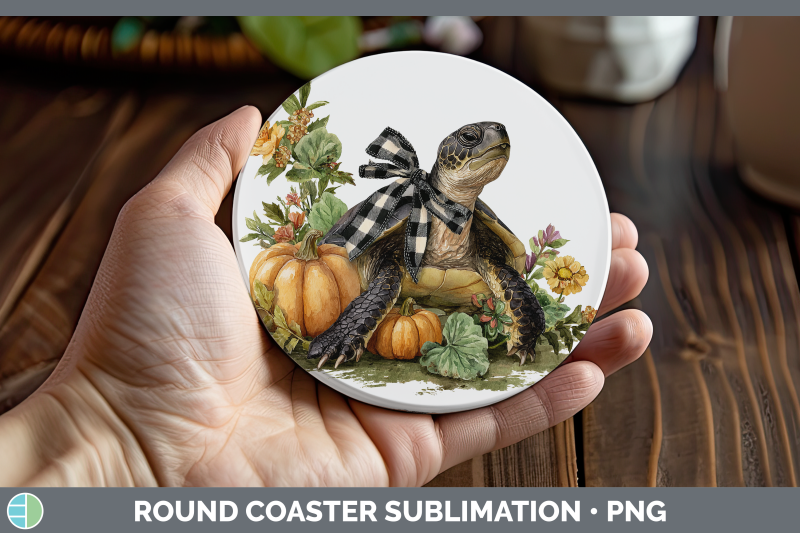 sea-turtle-round-coaster-animals-autumn-pumpkin-sublimation