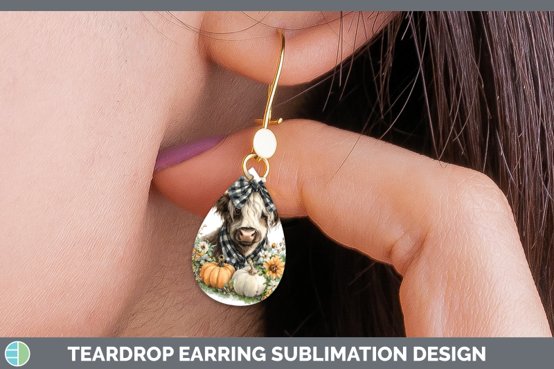 highland-cow-teardrop-earrings-animals-autumn-pumpkin-sublim