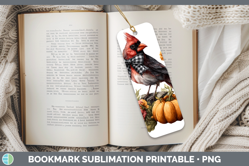 cardinal-bookmark-animals-autumn-pumpkin-sublimation-printab
