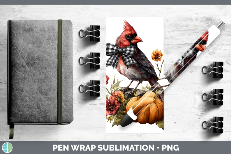 cardinal-pen-wrap-animals-autumn-pumpkin-sublimation-pen-des