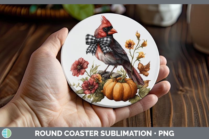 cardinal-round-coaster-animals-autumn-pumpkin-sublimation-co