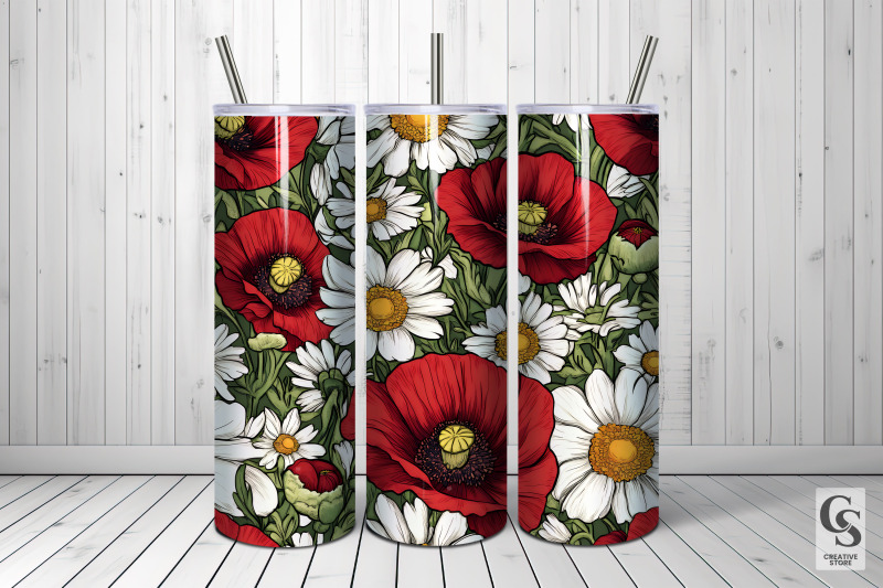 daisy-amp-poppy-flowers-seamless-patterns