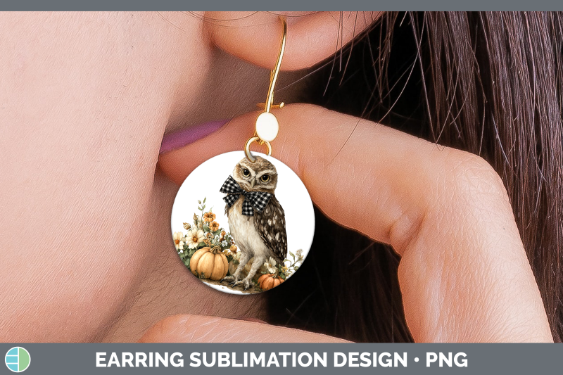 owl-round-earrings-animals-autumn-pumpkin-sublimation-earrin