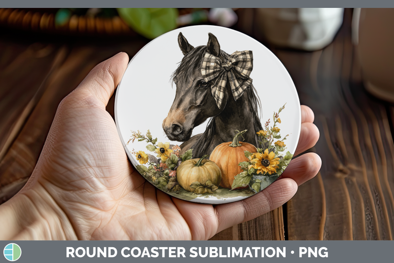 horse-round-coaster-animals-autumn-pumpkin-sublimation-coast