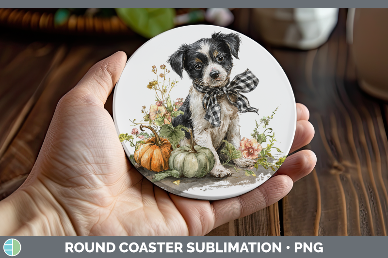 puppy-round-coaster-animals-autumn-pumpkin-sublimation-coast