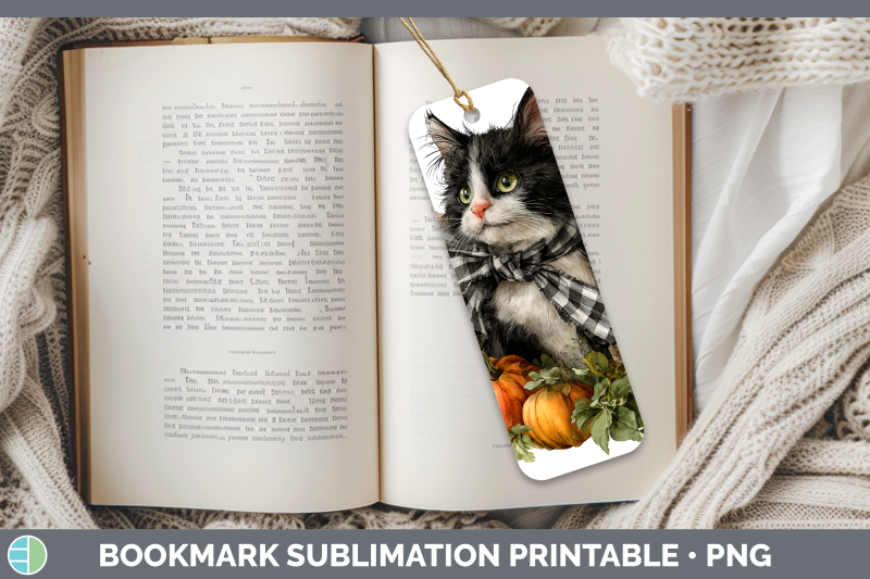 kitten-bookmark-animals-autumn-pumpkin-sublimation-printable