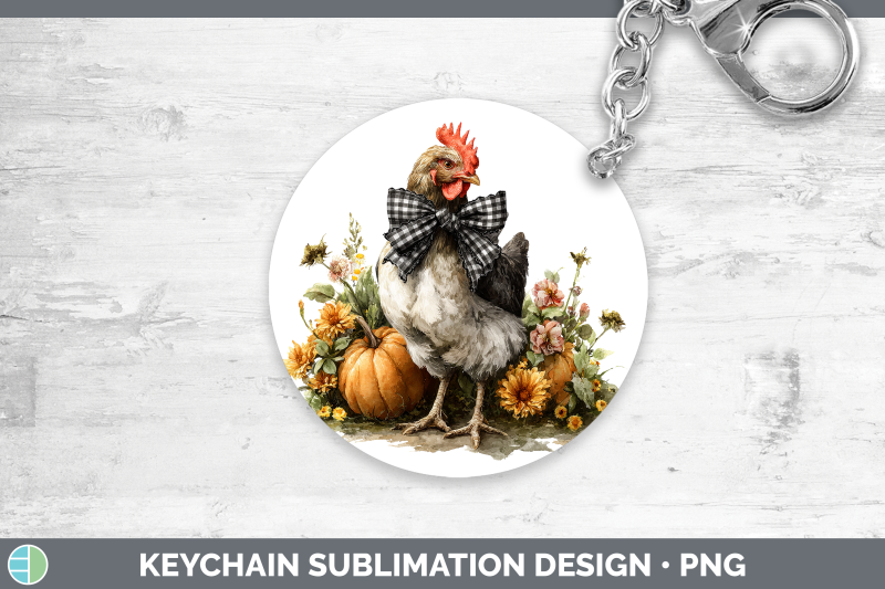 chicken-keychain-animals-autumn-pumpkin-sublimation-keyring