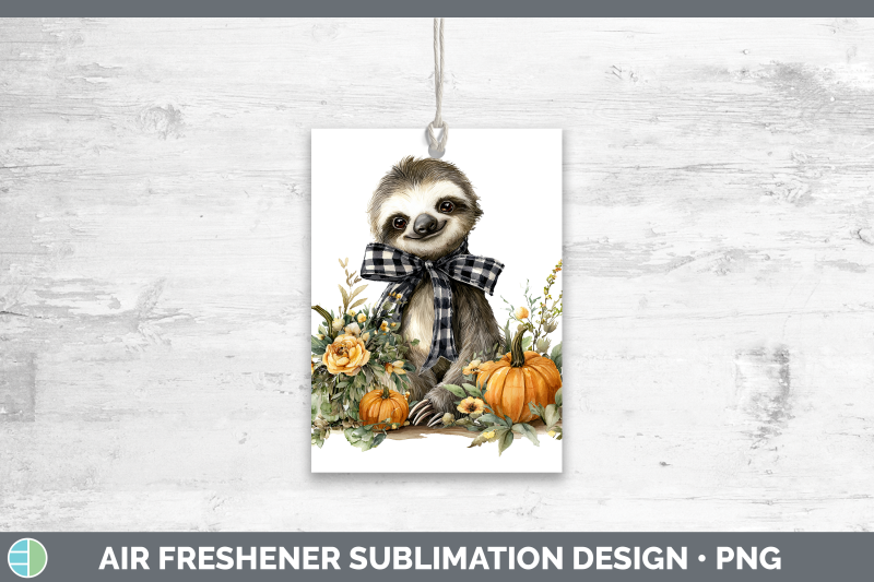 sloth-air-freshener-animals-autumn-pumpkin-sublimation-car-s