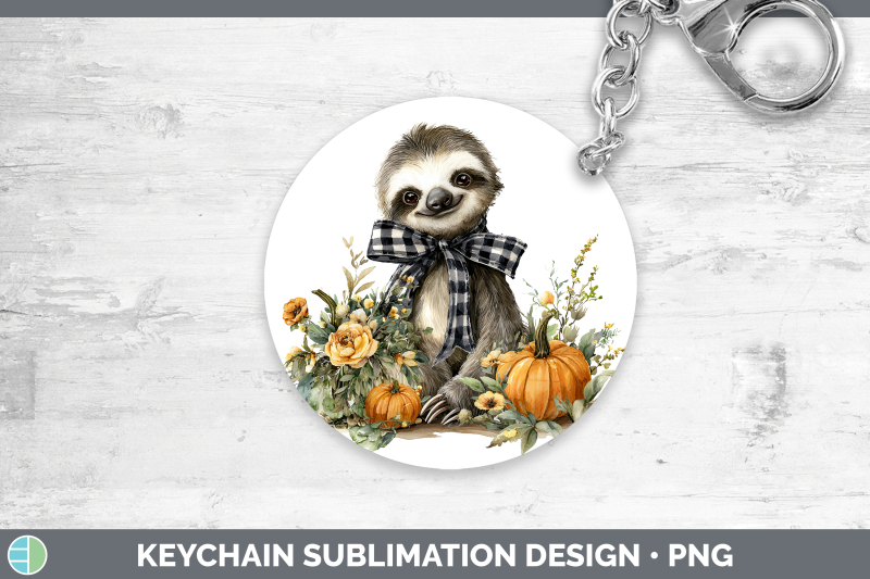 sloth-keychain-animals-autumn-pumpkin-sublimation-keyring-de