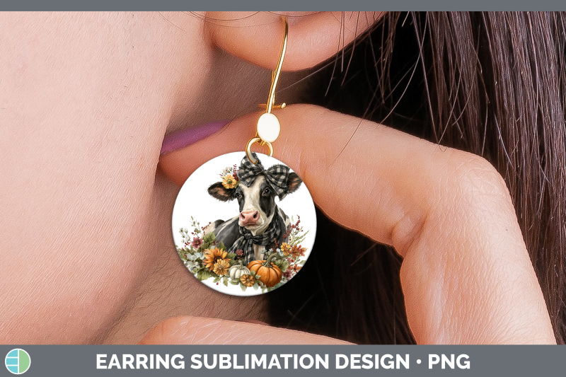 cow-round-earrings-animals-autumn-pumpkin-sublimation-earrin