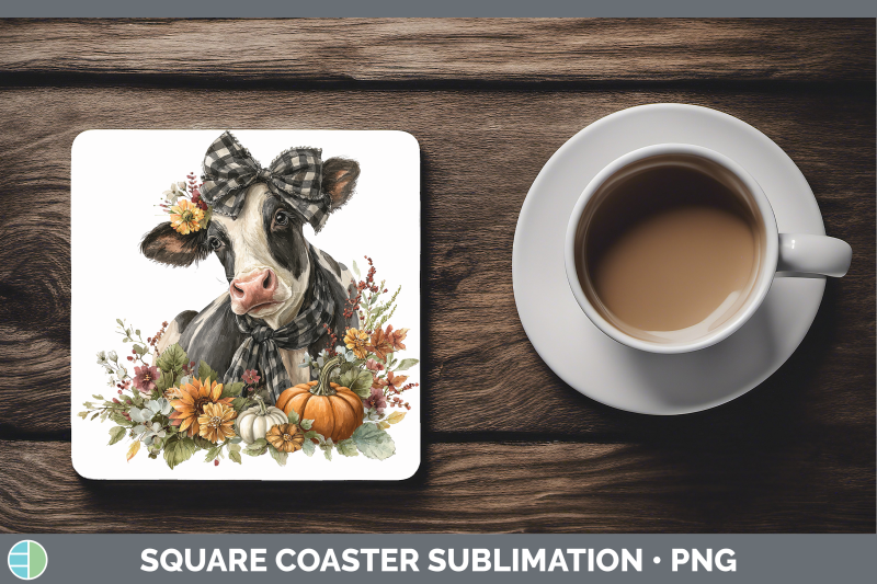 cow-square-coaster-animals-autumn-pumpkin-sublimation-drink