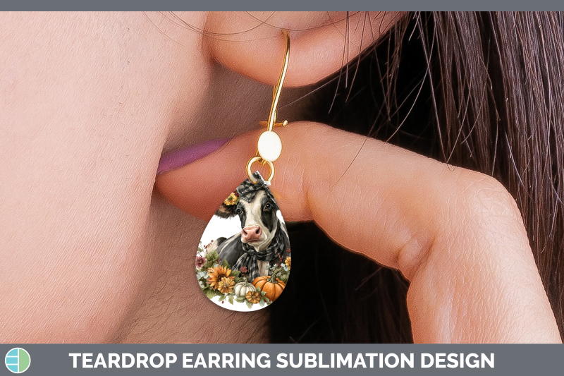 cow-teardrop-earrings-animals-autumn-pumpkin-sublimation-ear