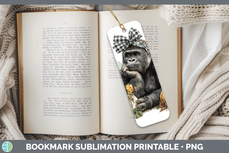 gorilla-bookmark-animals-autumn-pumpkin-sublimation-printabl