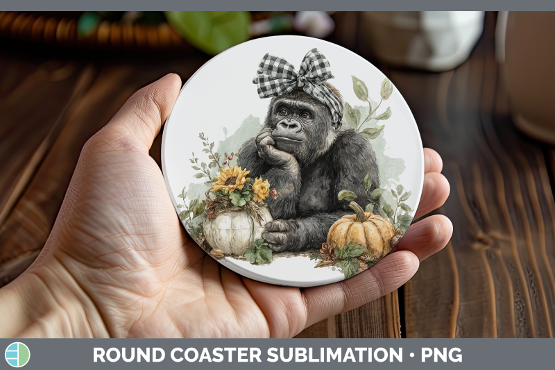 gorilla-round-coaster-animals-autumn-pumpkin-sublimation-coa