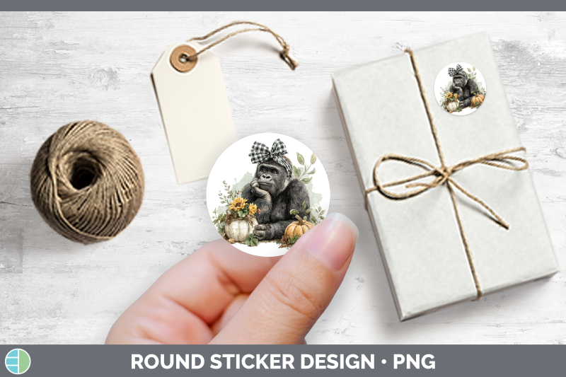 animals-autumn-pumpkin-gorilla-stickers-round-labels-desig