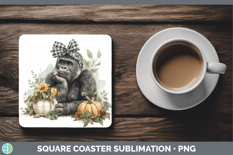 gorilla-square-coaster-animals-autumn-pumpkin-sublimation-dr