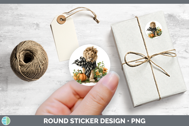 animals-autumn-pumpkin-lion-stickers-round-labels-designs