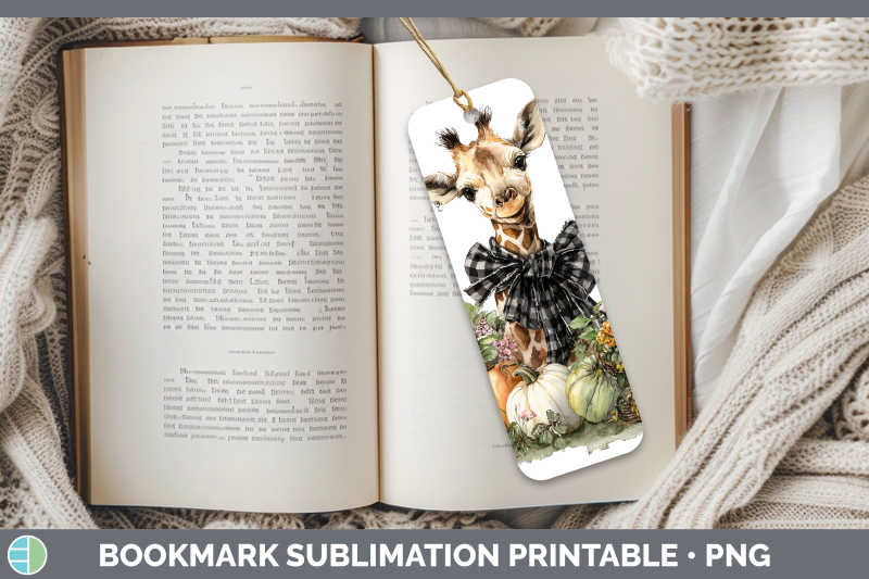giraffe-bookmark-animals-autumn-pumpkin-sublimation-printabl