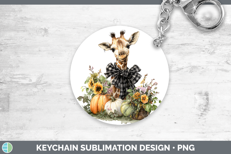 giraffe-keychain-animals-autumn-pumpkin-sublimation-keyring