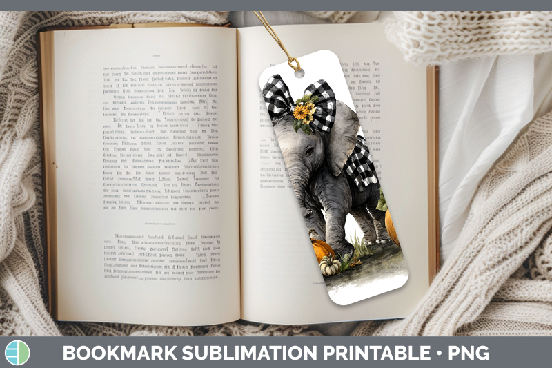 elephant-bookmark-animals-autumn-pumpkin-sublimation-printab