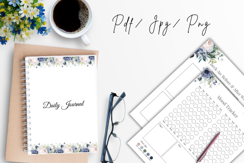 floral-daily-journal-printable-18-page-pdf-canva-template-a4-us