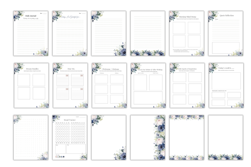 floral-daily-journal-printable-18-page-pdf-canva-template-a4-us