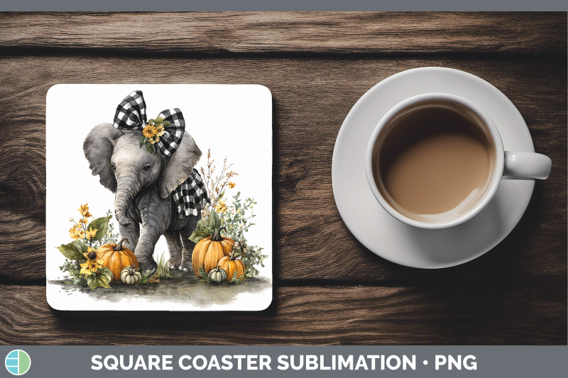 elephant-square-coaster-animals-autumn-pumpkin-sublimation-d