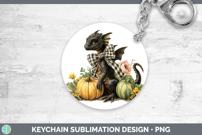 dragon-keychain-animals-autumn-pumpkin-sublimation-keyring-d