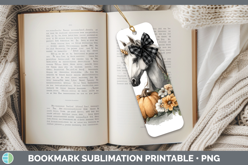unicorn-bookmark-animals-autumn-pumpkin-sublimation-printabl