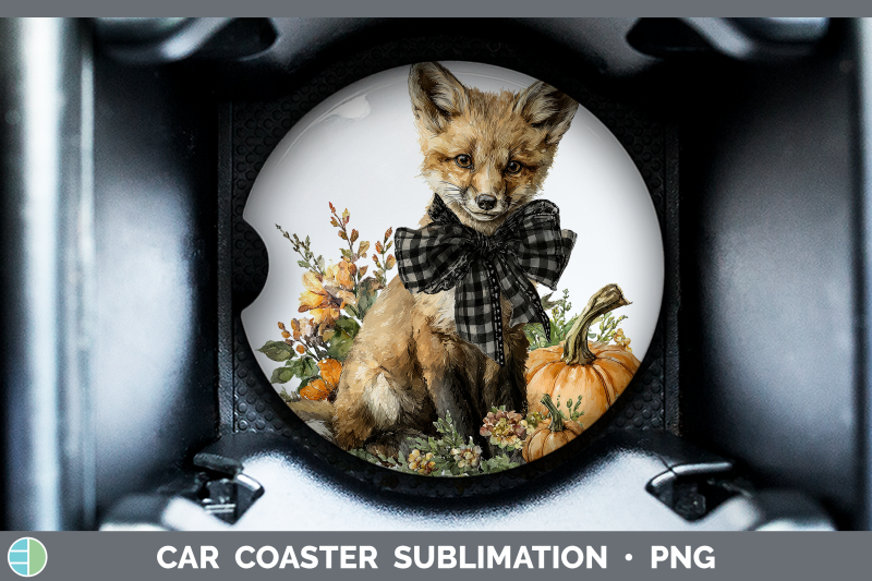 fox-car-coaster-animals-autumn-pumpkin-sublimation-drink-mat