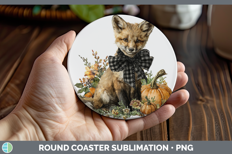 fox-round-coaster-animals-autumn-pumpkin-sublimation-coaster