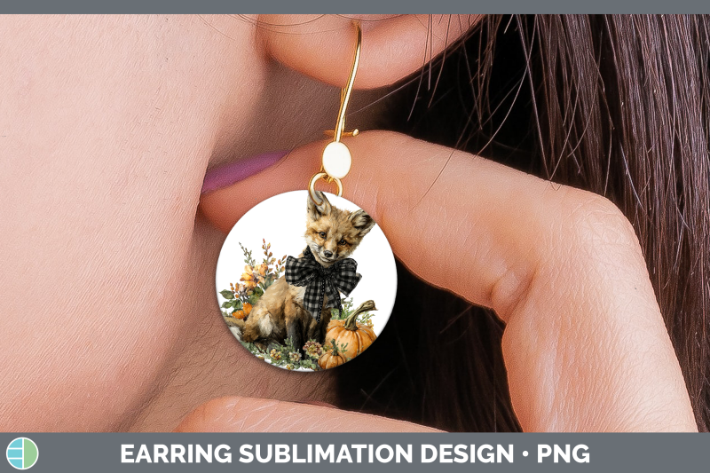 fox-round-earrings-animals-autumn-pumpkin-sublimation-earrin