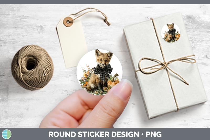 animals-autumn-pumpkin-fox-stickers-round-labels-designs