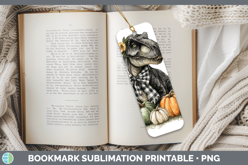 dinosaur-bookmark-animals-autumn-pumpkin-sublimation-printab