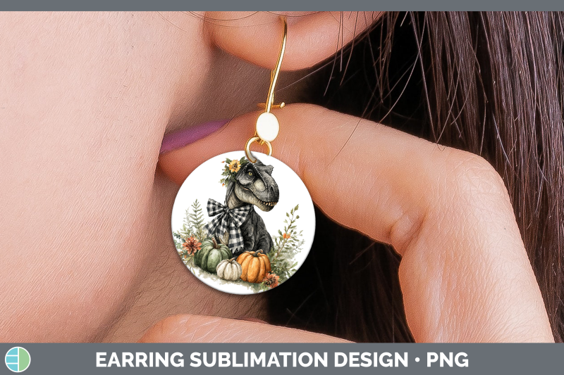dinosaur-round-earrings-animals-autumn-pumpkin-sublimation-e