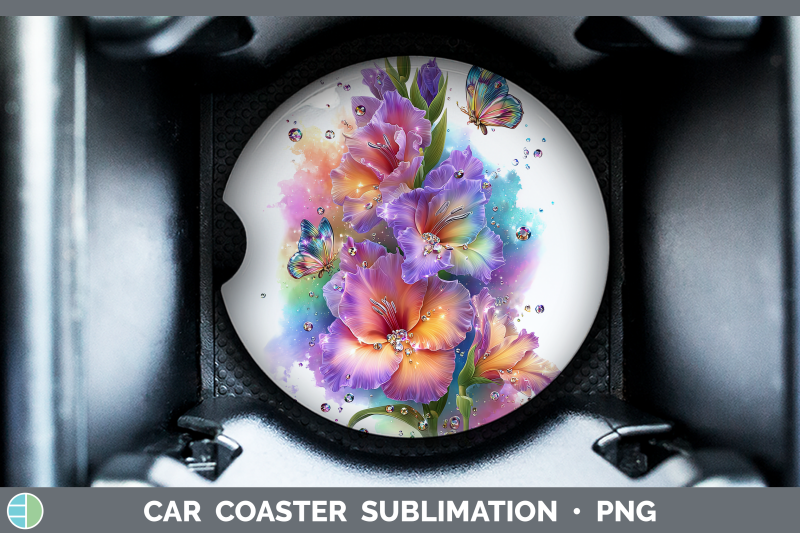 gladiolus-car-coaster-flowers-01-rainbow-summer-sublimation