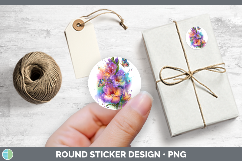 flowers-01-rainbow-summer-gladiolus-stickers-round-labels