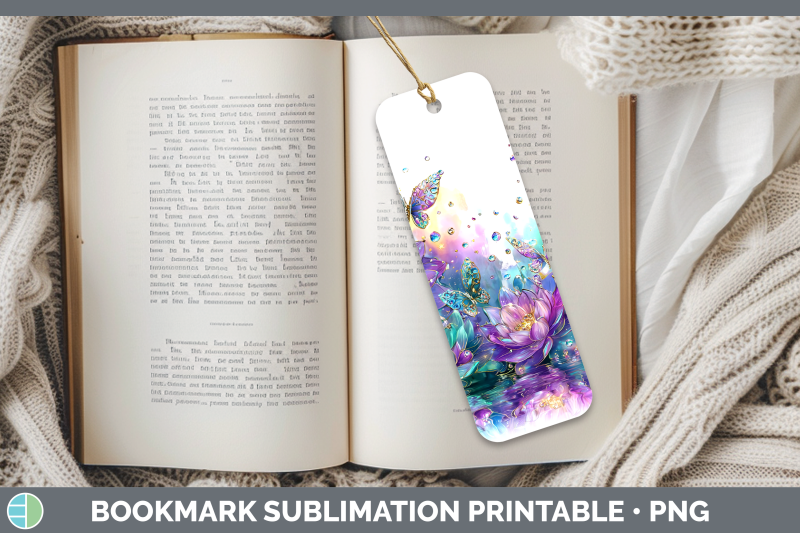 lotus-bookmark-flowers-01-rainbow-summer-sublimation-printab