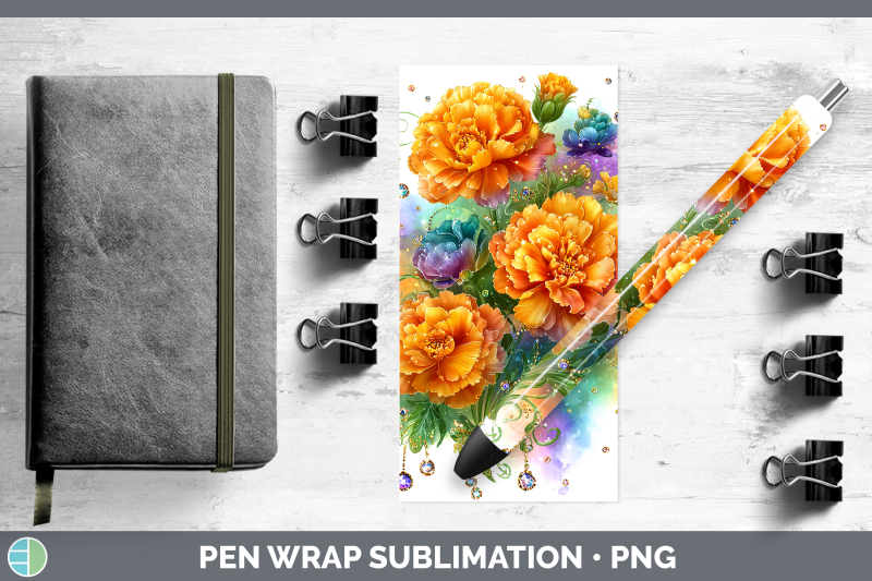 marigold-pen-wrap-flowers-01-rainbow-summer-sublimation-pen