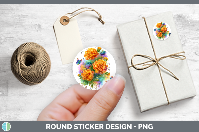 flowers-01-rainbow-summer-marigold-stickers-round-labels-d