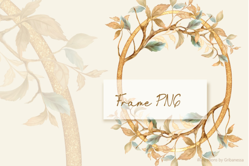 golden-autumn-frame-hand-drawn-botanical-clipart-png
