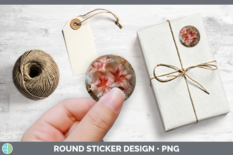 3d-agate-flowers-azalea-stickers-round-labels-designs