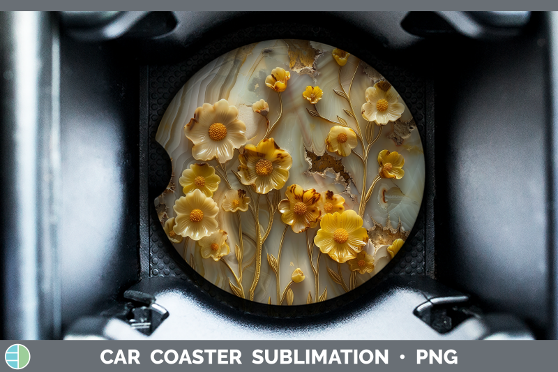 buttercup-car-coaster-3d-agate-flowers-sublimation-drink-mat