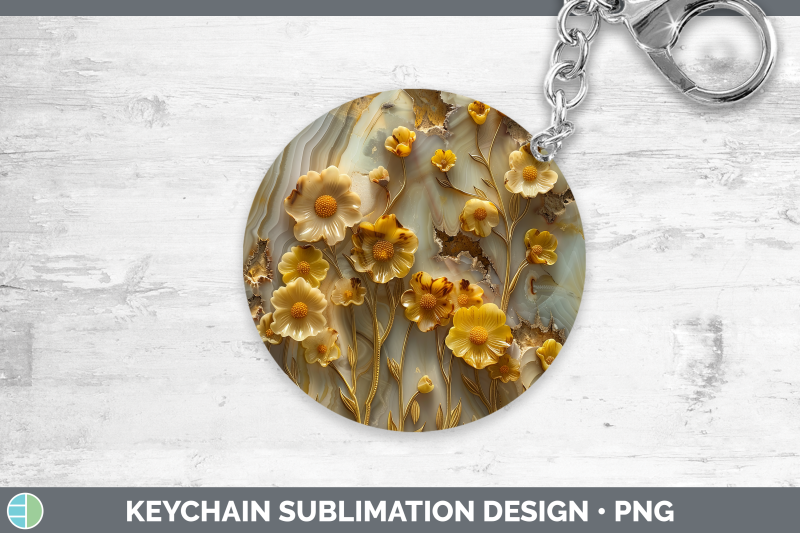 buttercup-keychain-3d-agate-flowers-sublimation-keyring-desi