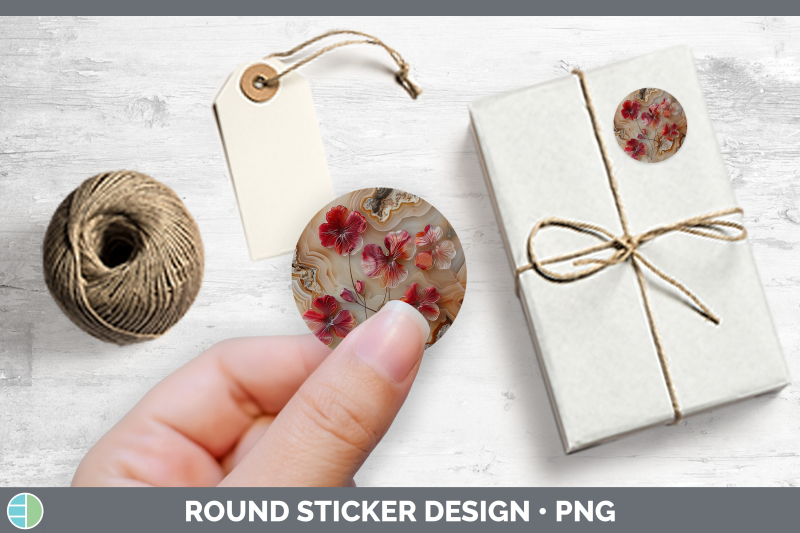 3d-agate-flowers-geranium-stickers-round-labels-designs