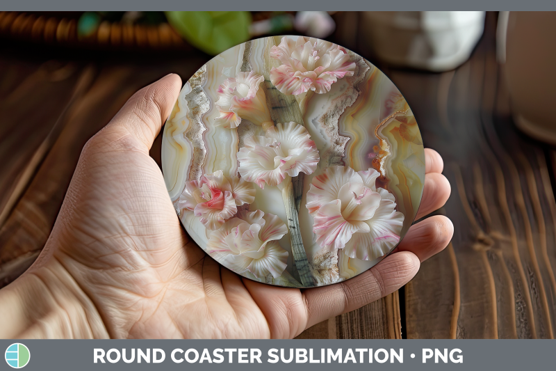 gladiolus-round-coaster-3d-agate-flowers-sublimation-coaster