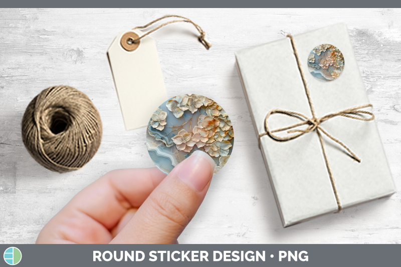 3d-agate-flowers-hydrangea-stickers-round-labels-designs