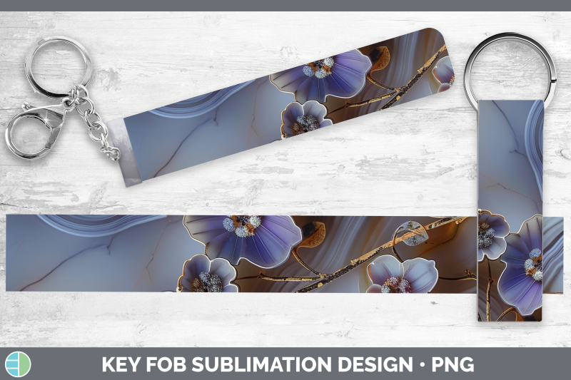 periwinkle-key-fob-3d-agate-flowers-sublimation-wristlet-des