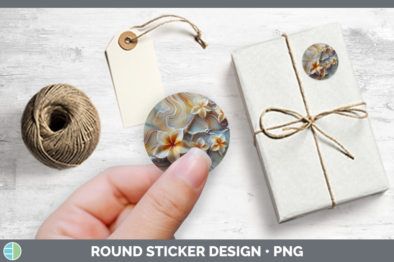 3d-agate-flowers-plumeria-stickers-round-labels-designs