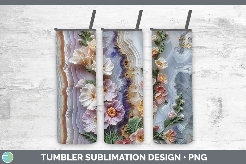 snapdragon-tumbler-3d-agate-flowers-sublimation-20-oz-skinny